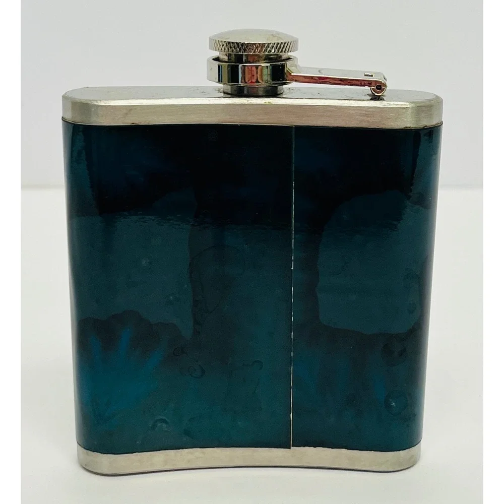 Top Shelf Flasks Stormtrooper Skull Stainless Steel 6oz Hip Flask Teal Silver